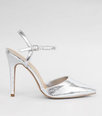 Silver Crackle Metallic Pointed Ankle 