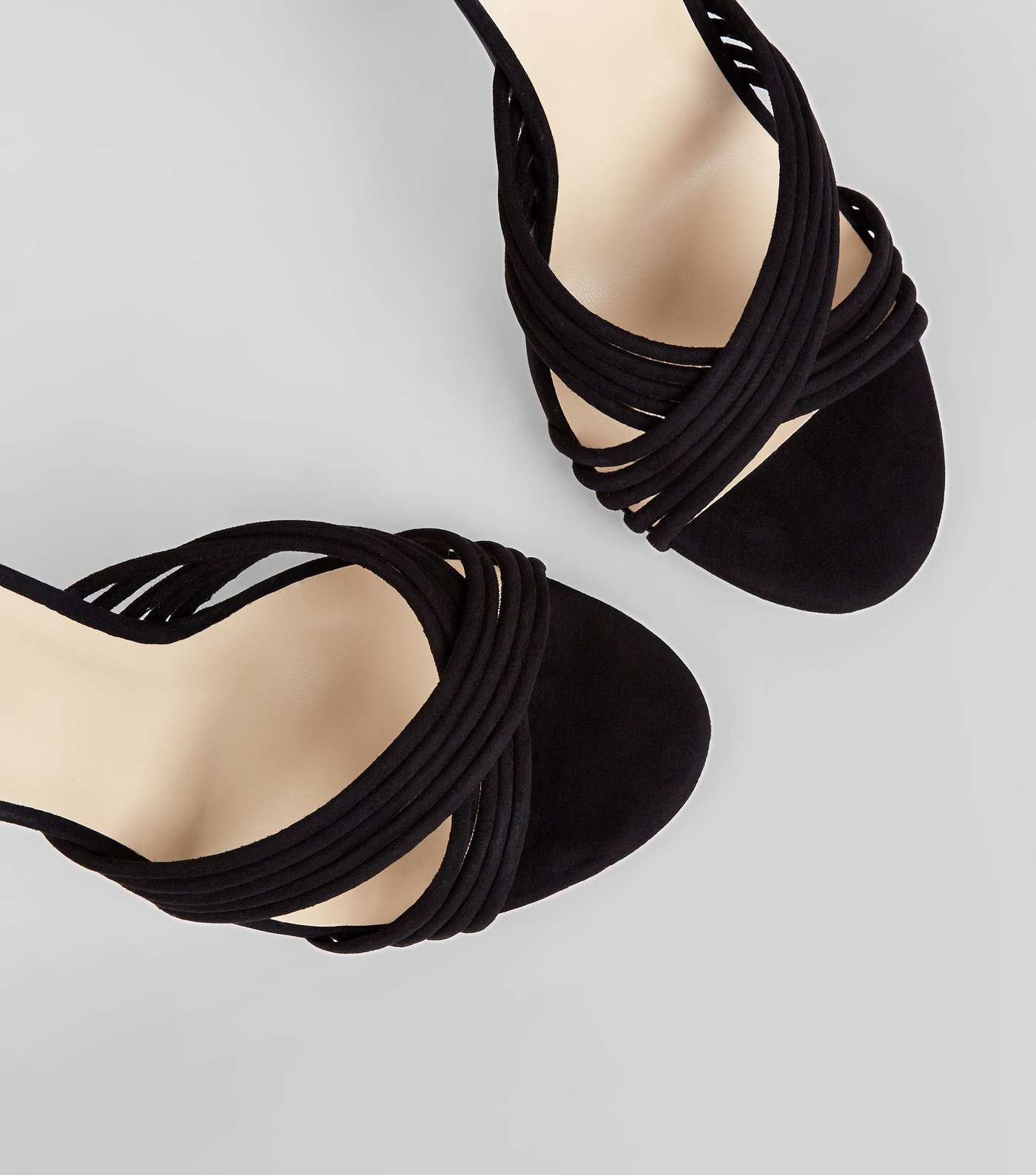 Black Suedette Strappy Heeled Sandals Image 4