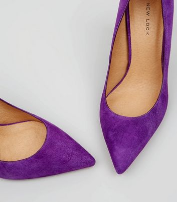 Purple Suede Pointed Matte Heels | New Look
