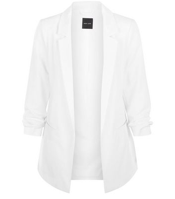 white ruched blazer
