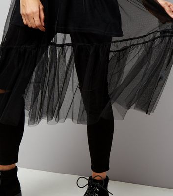 Petite Black Strappy Mesh Slip Dress New Look