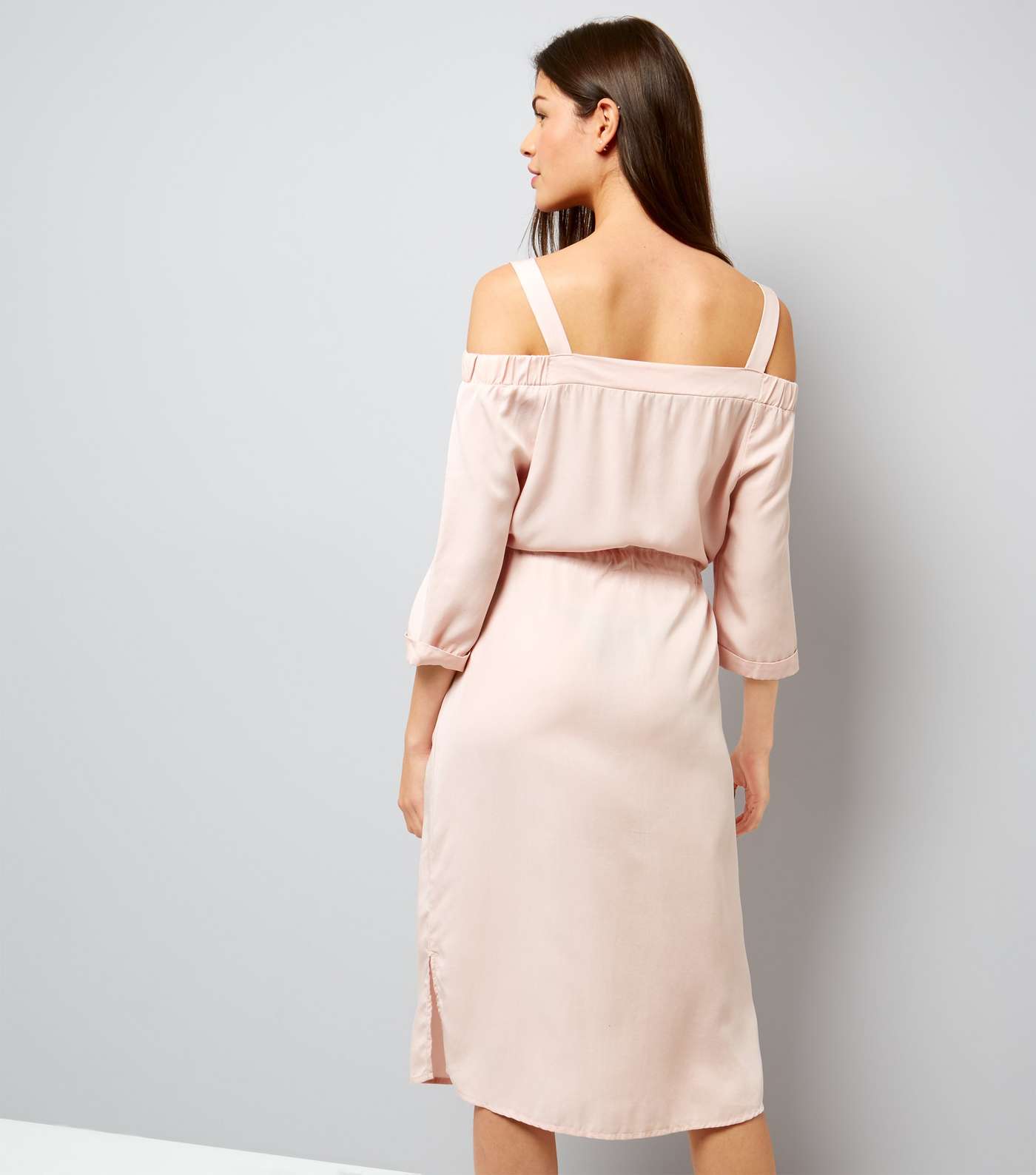 Mid Pink Cold Shoulder Midi Dress  Image 3