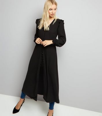 button front long sleeve dress