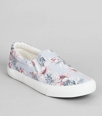 White Sole Floral Print Plimsolls | New 