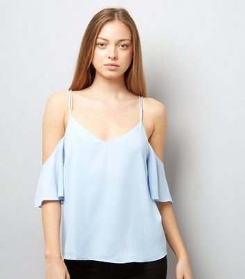 Light blue cold shoulder top Clearance