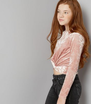 pink velvet long sleeve top