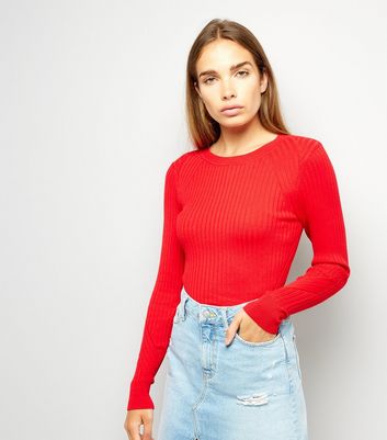 Red Ribbed Jumper | New Look