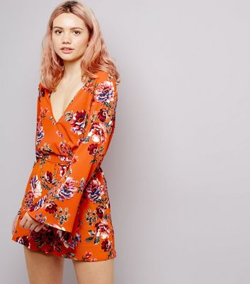 orange print playsuit