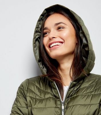 khaki lightweight puffer jacket