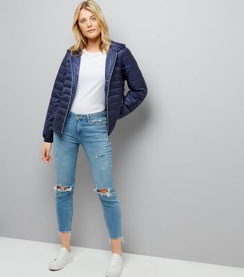 Navy Lightweight Puffer Jacket New Look