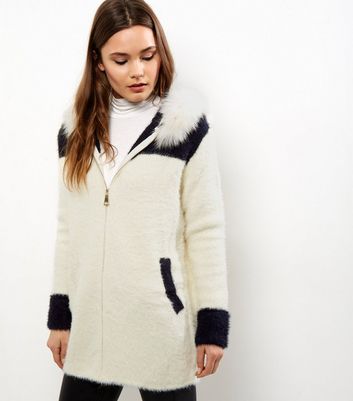 fur hood cardigan