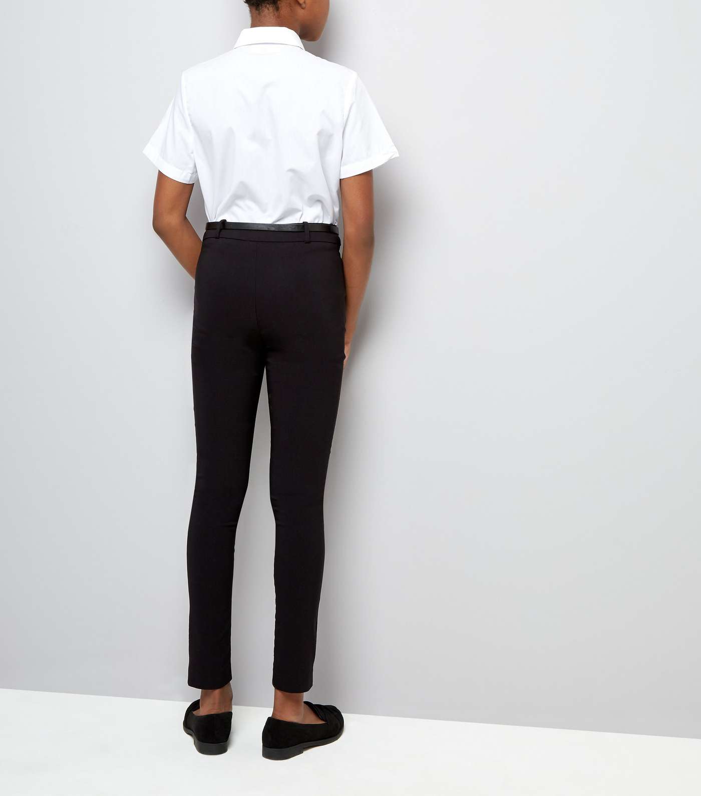 Teens Black Stretch Belted Trousers Image 3