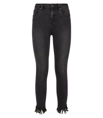 womens black frayed hem jeans
