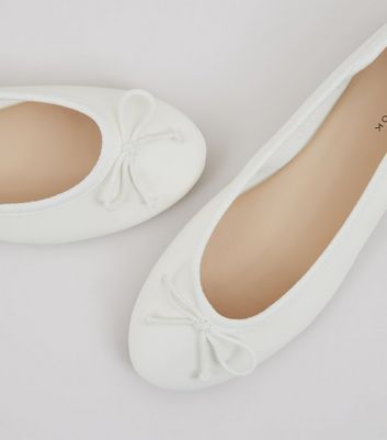 White Bow Front Ballet Pumps | New Look