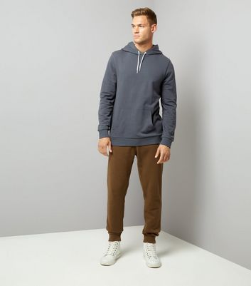 Dark Grey Pocket Front Hoodie New Look