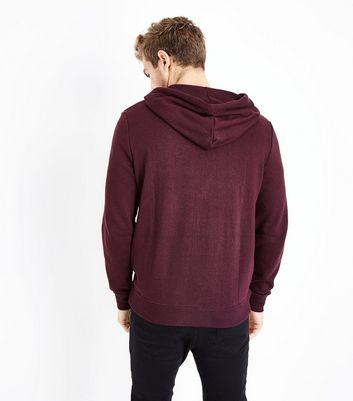 Burgundy Zip Front Hoody New Look