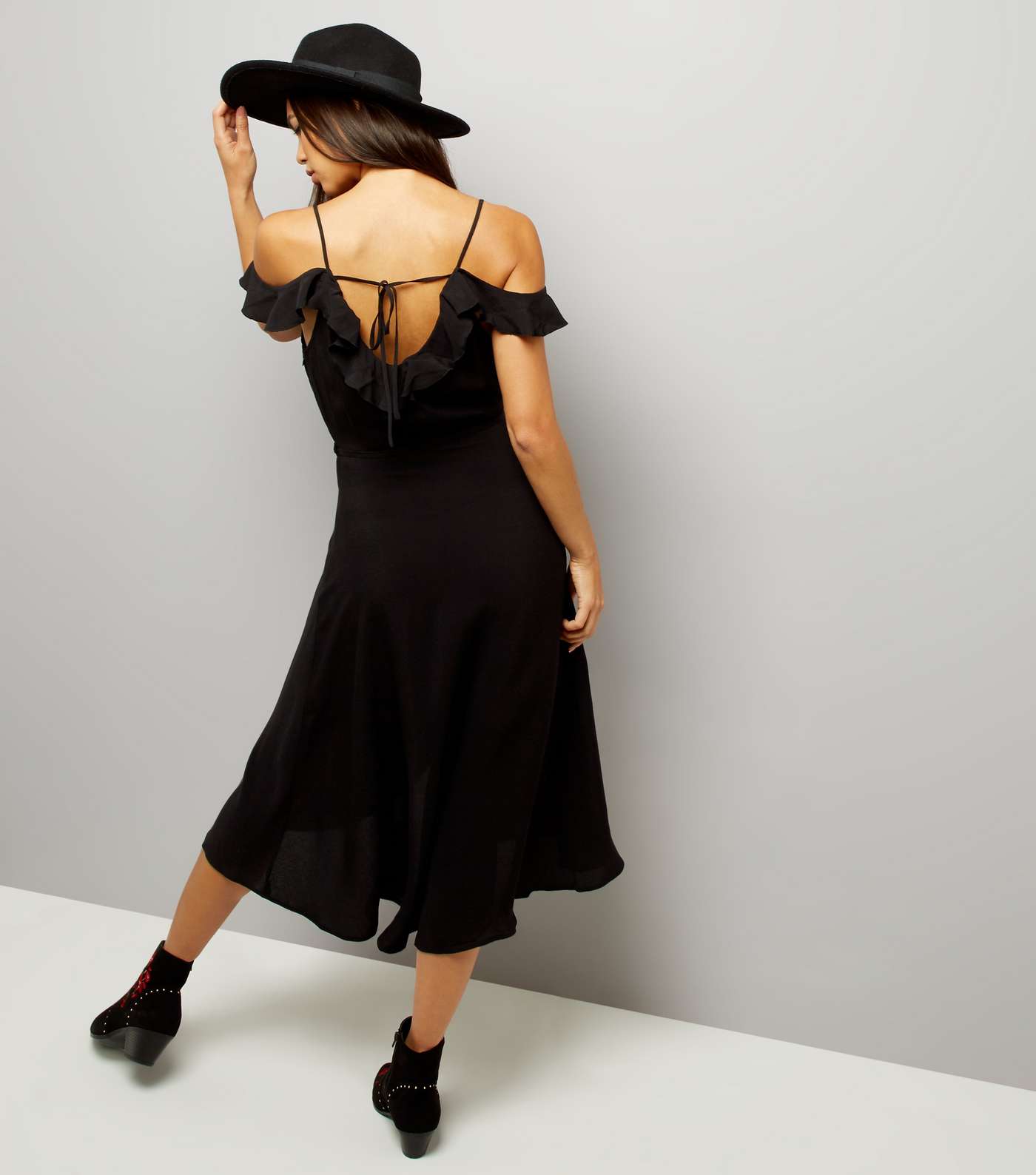 Black Cold Shoulder Midi Dress  Image 2
