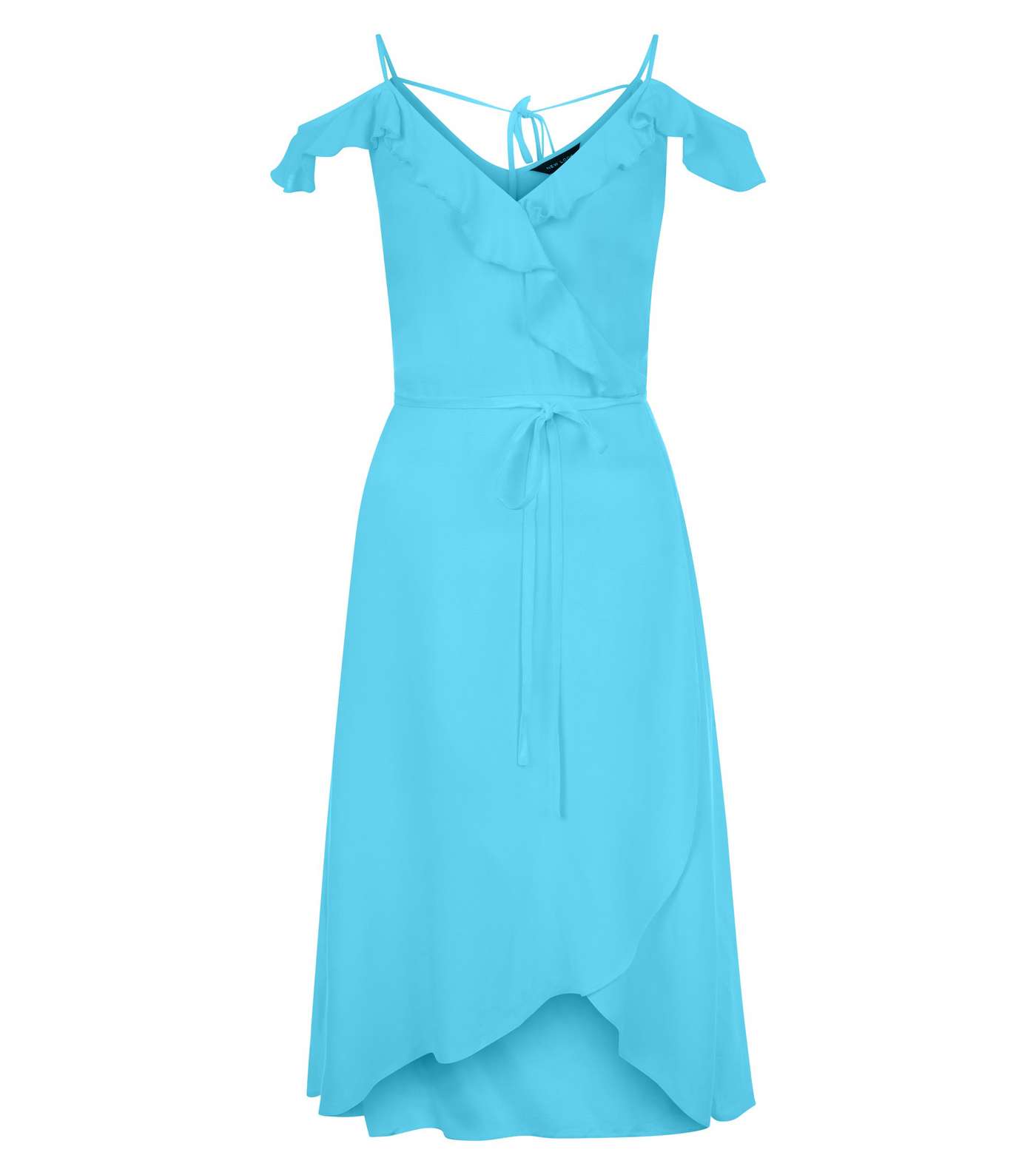 Blue Frill Trim Wrap Front Dress  Image 4