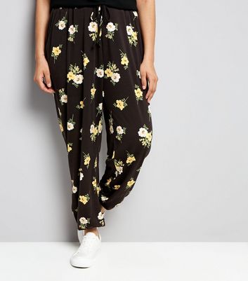 black floral joggers