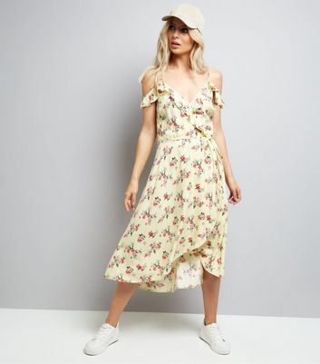 new look yellow wrap dress