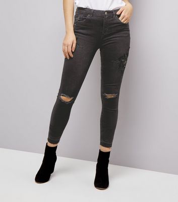 new look ripped jeans black