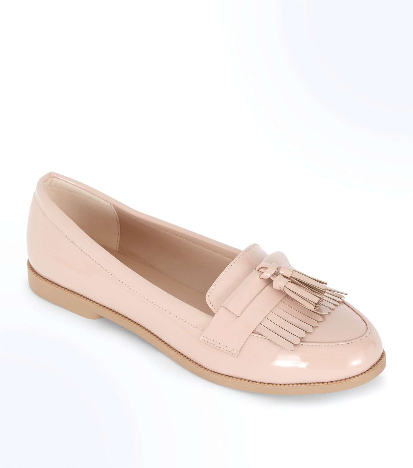 Nude Patent Fringe Front Loafers