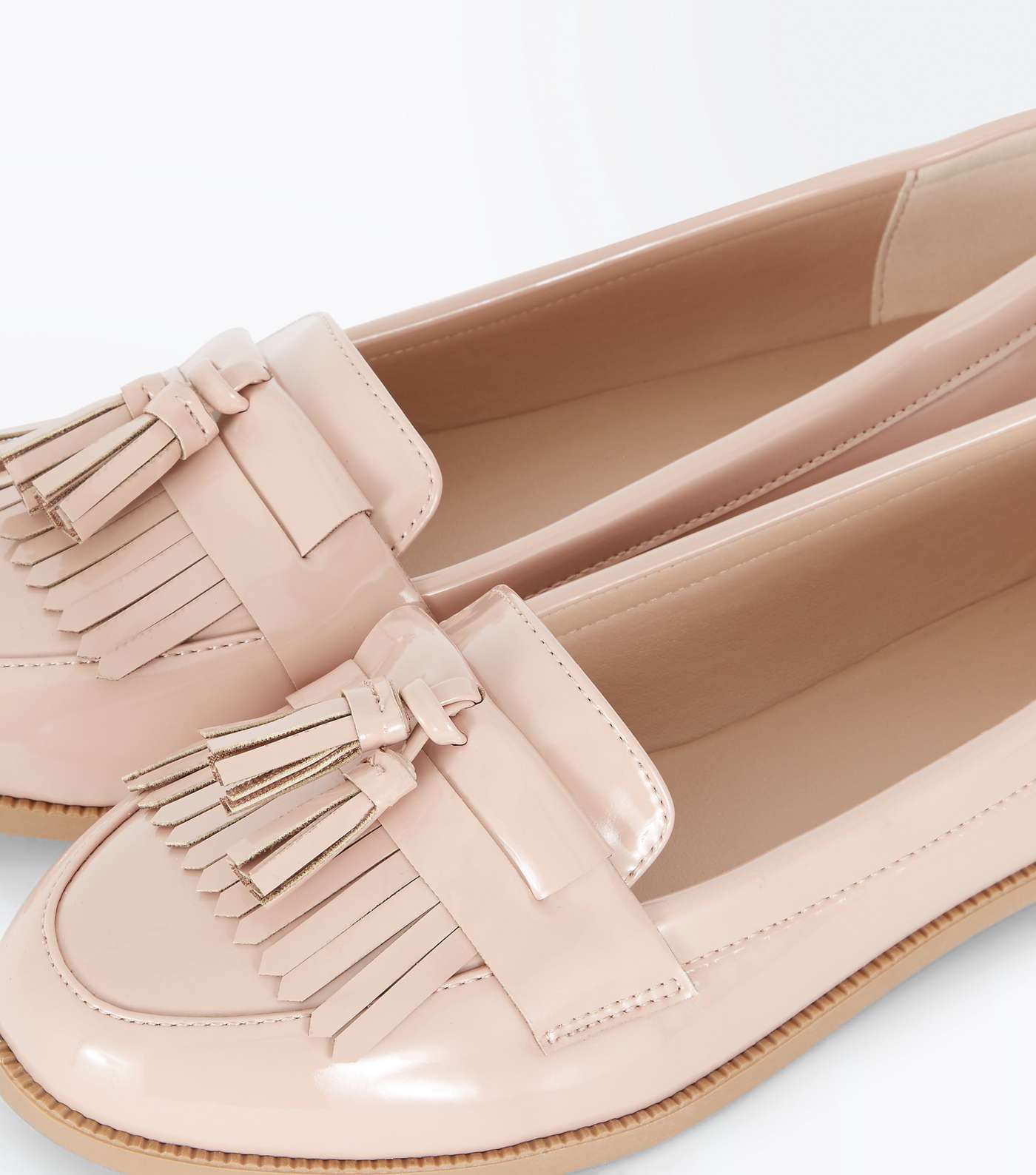 Nude Patent Fringe Front Loafers Image 3