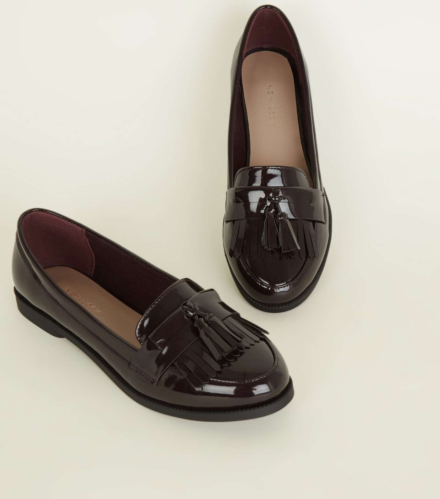 Dark Red Patent Fringe Front Loafers Image 4