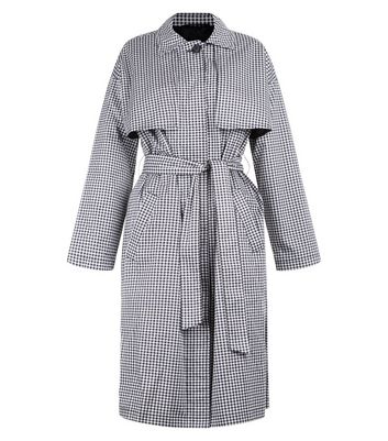 Black Gingham Check Tie Waist Mac New Look