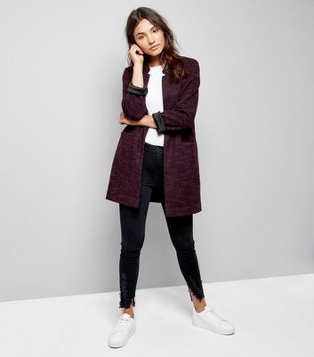 Burgundy Brushed Jersey Longline Jacket New Look
