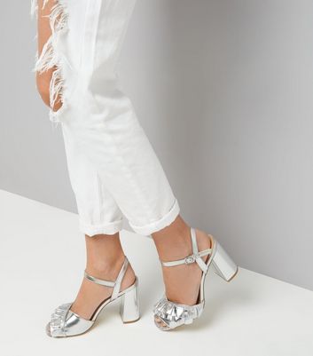 white frill heels