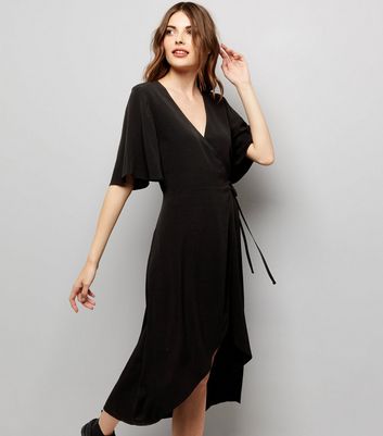 black wrap dress new look