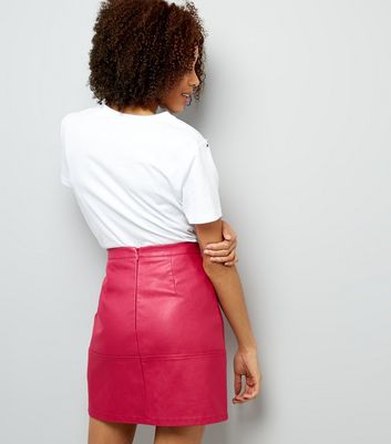 Tall Bright Pink Leather-Look Mini 