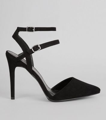 wide fit black pointed heels