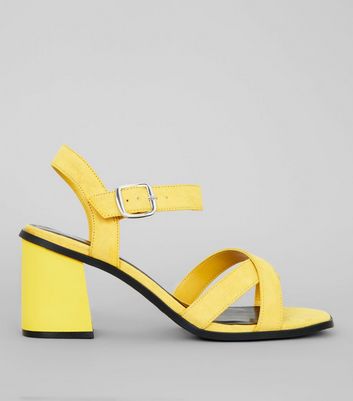 Wide Fit Yellow Suedette Square Toe 