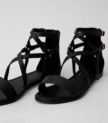 ladies black gladiator sandals