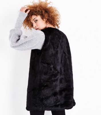 Black faux fur gilet new look hotsell