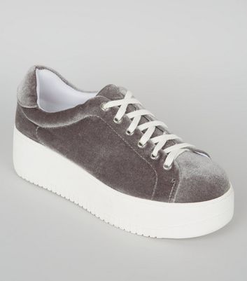 grey velvet trainers