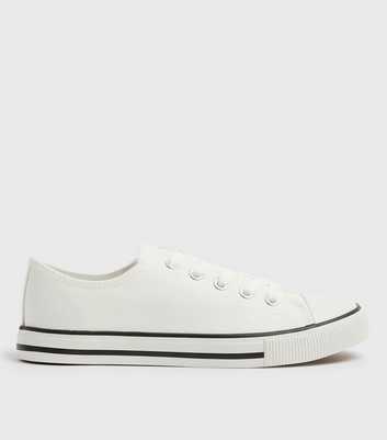 White Canvas Stripe Sole Trainers