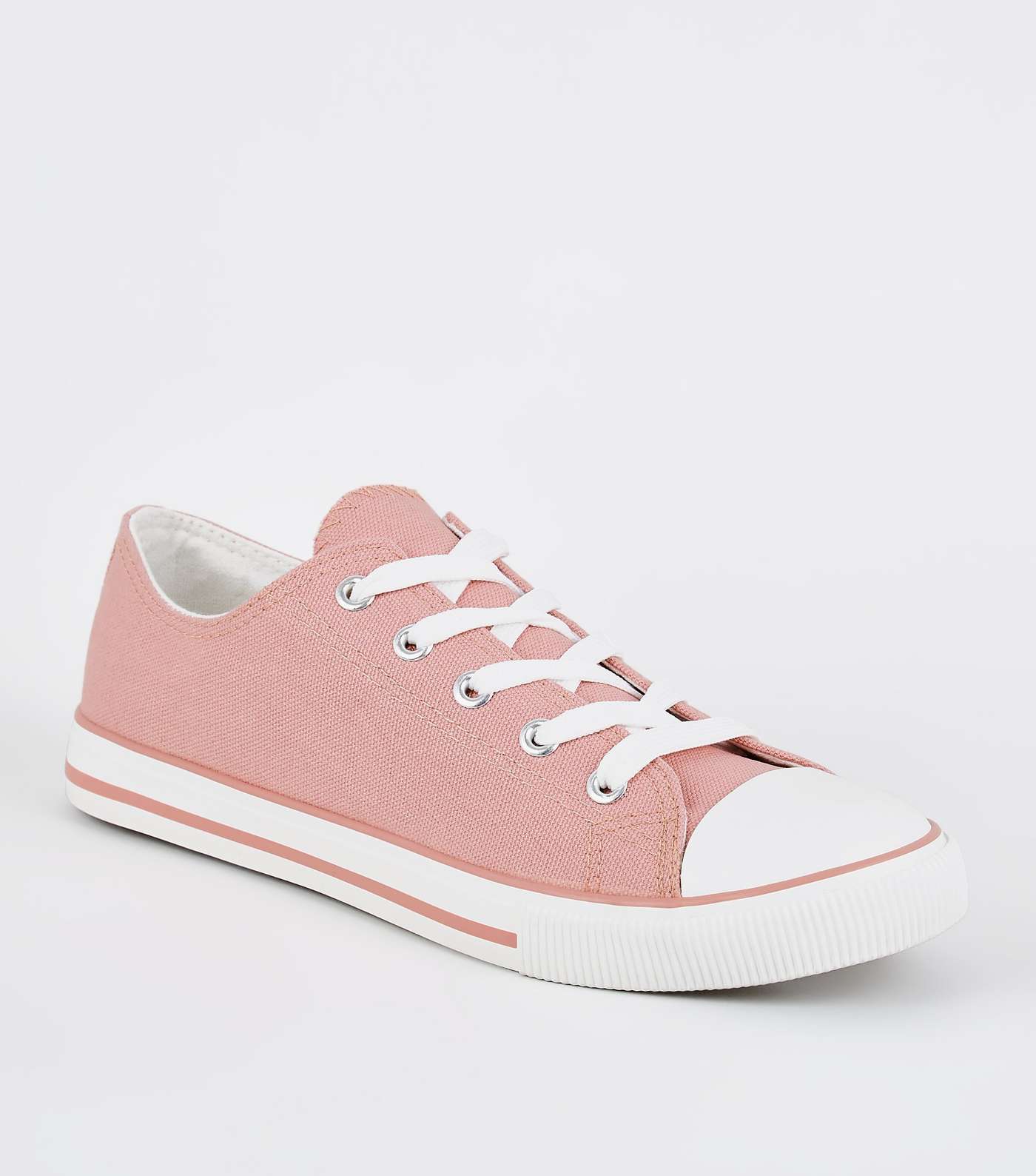 Pink Canvas Stripe Sole Trainers