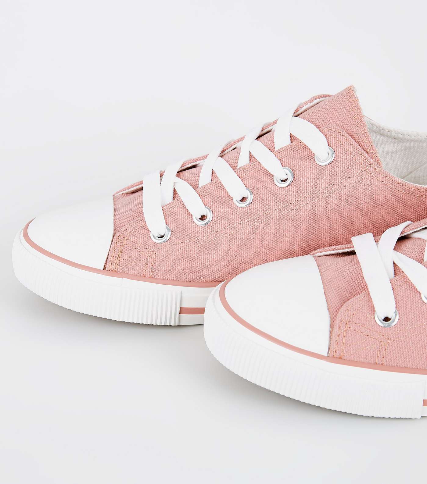 Pink Canvas Stripe Sole Trainers Image 3