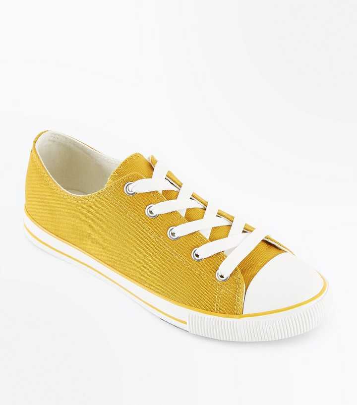 Yellow Canvas Stripe Sole Trainers