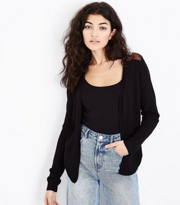 mesh black cardigan