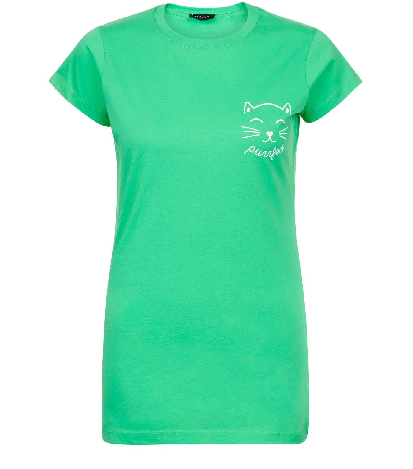 Green Purrfect Cat Print Short Sleeve T-Shirt  Image 4