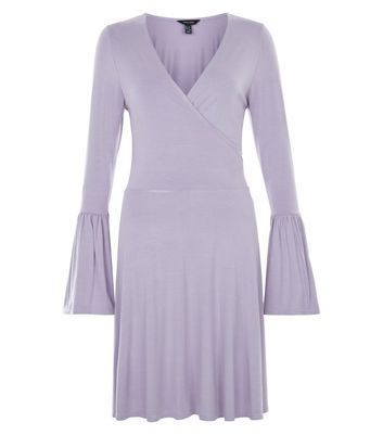 Lilac Bell Sleeve Wrap Front Dress New Look