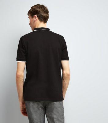 Navy Zip Front Polo Shirt New Look