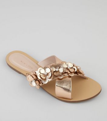 gold flower sandals