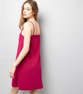 Bright Pink Scuba Mini Slip Dress New Look