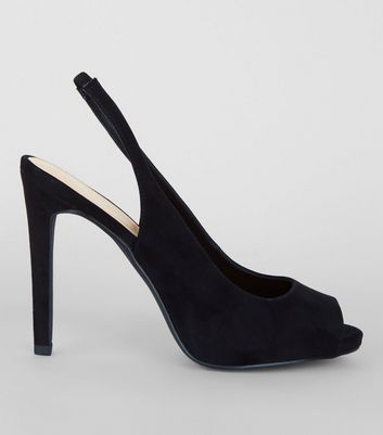 black slingback heels peep toe