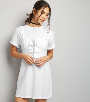 white corset t shirt dress